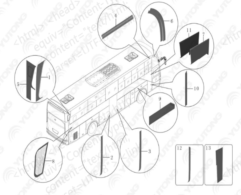 Yutong ZK6122H9 Bus Parts